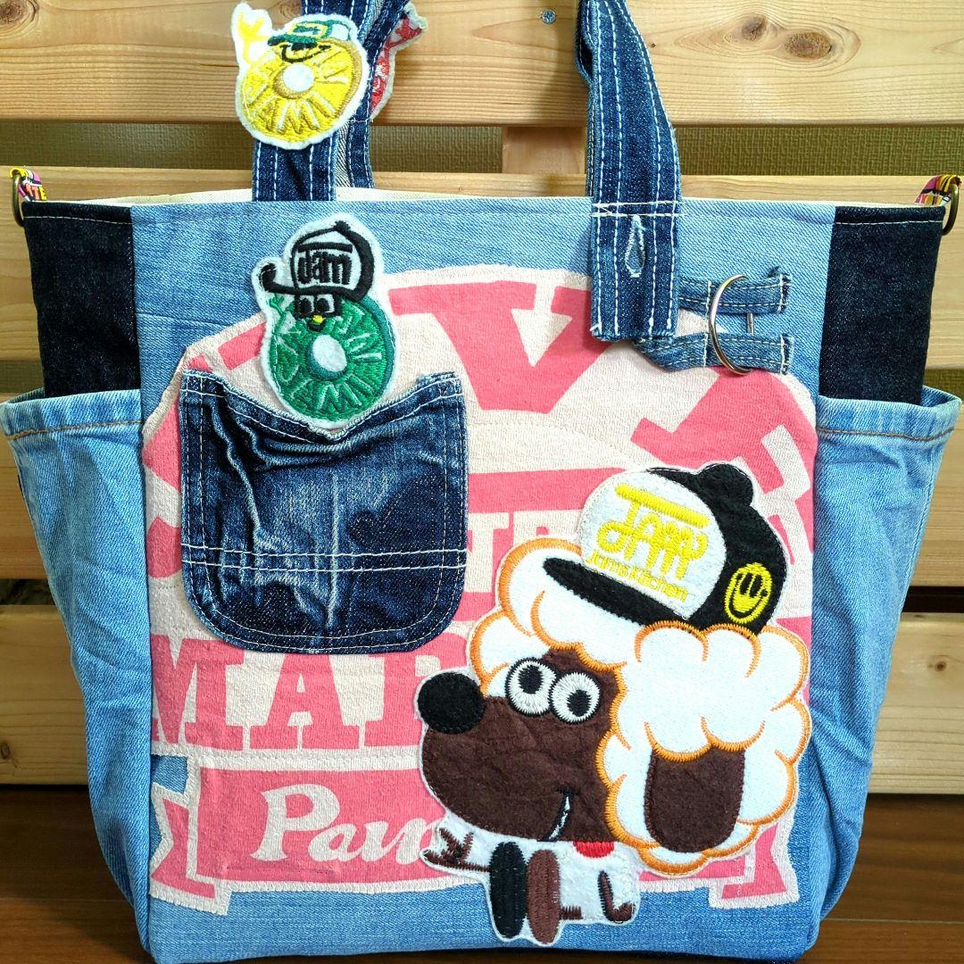 Dカン付き　デニムリメイクバッグ　リメイクトート アウトレット ストアハンドメイド・手芸 - 肩掛け Dカン付き