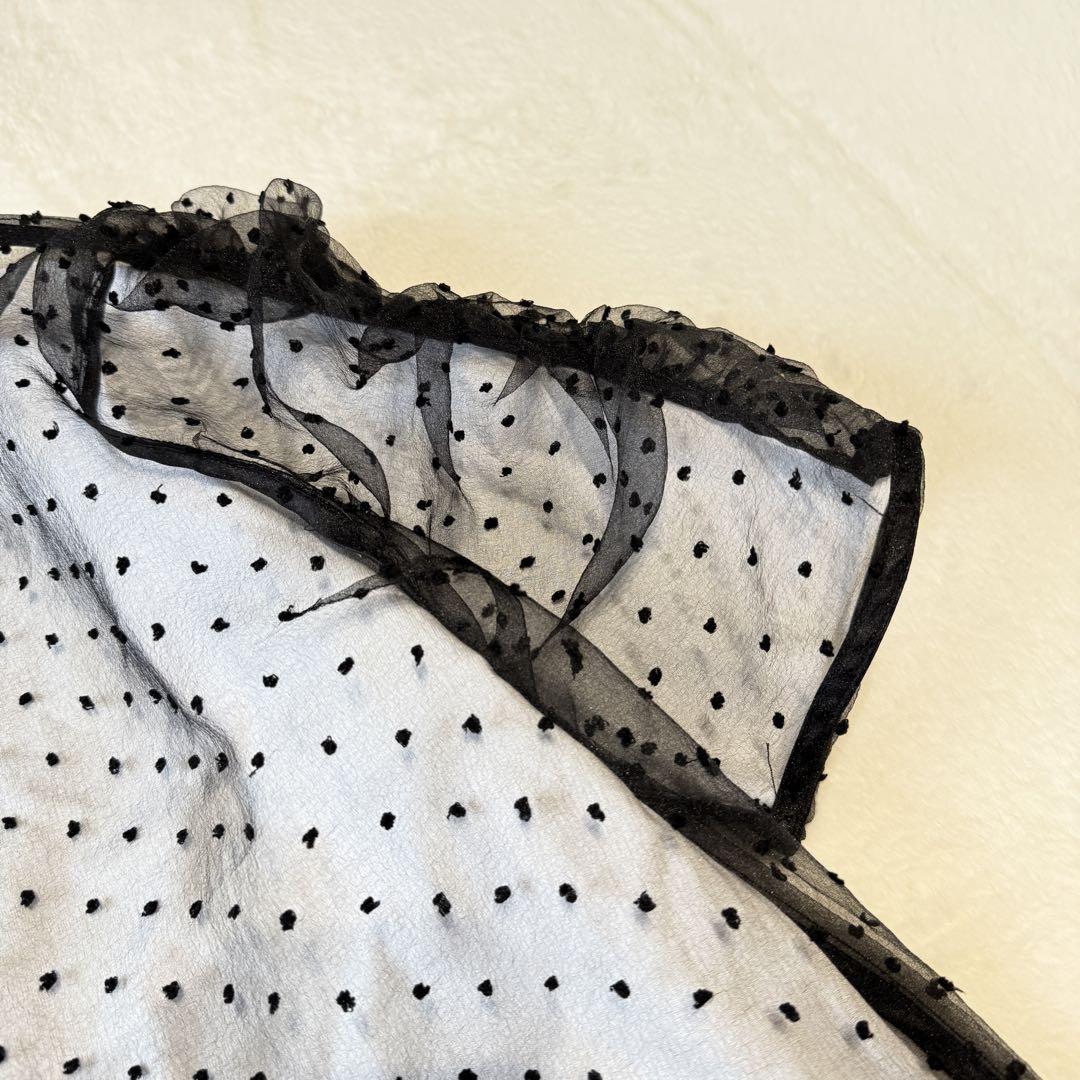 24SS CADUNE ドット刺繍シアーブラウスレイヤードTシャツ ブラック 24SS CADUNE ドット刺繍シアーブラウスレイヤードTシャツ