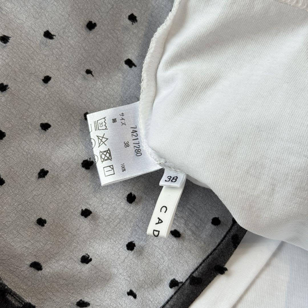 24SS CADUNE ドット刺繍シアーブラウスレイヤードTシャツ ブラック 24SS CADUNE ドット刺繍シアーブラウスレイヤードTシャツ