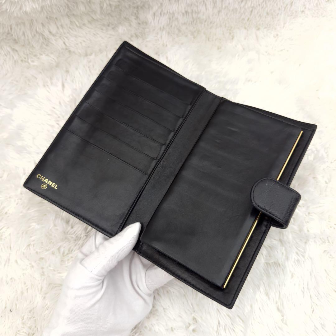 美品⭐️CHANEL シャネル キャビアスキン がま口 ブラック 財布