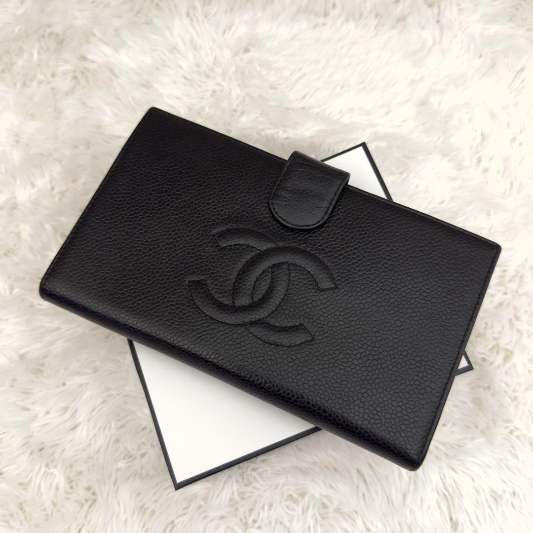 ♦︎正規品保証♦︎CHANEL♦︎キャビアスキン♦︎がま口 長財布 ブラック シャネル CHANEL がま口長財布 キャビアスキン 黒 ブラック 送料