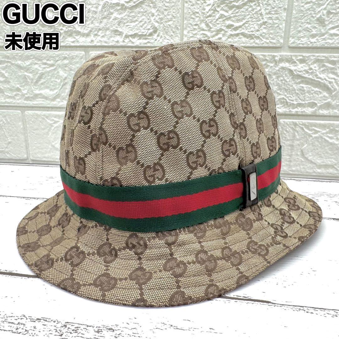 ま未使用✨ グッチ GGキャンバス バケットハット シェリーライン