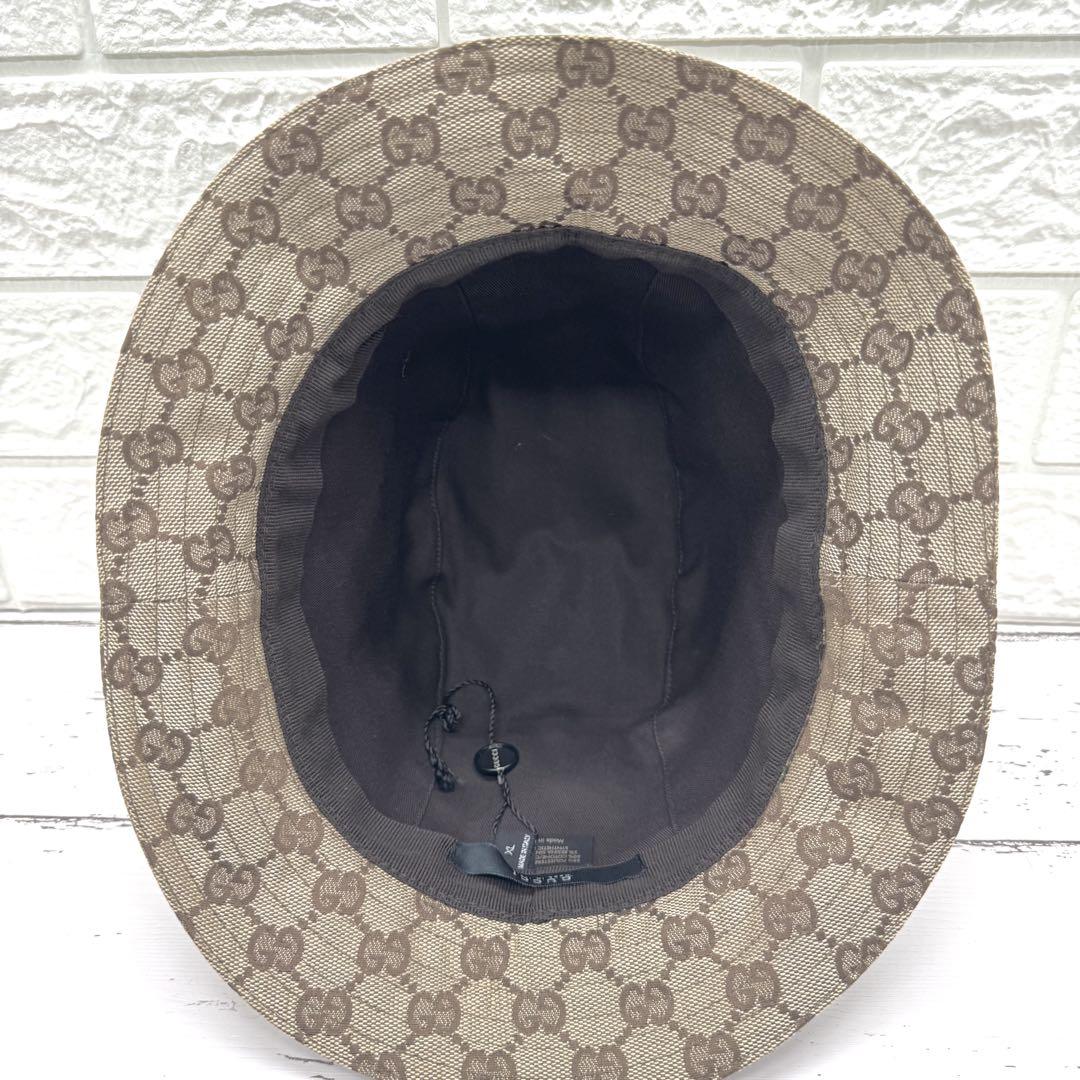 美品✨️　GUCCI　ハット　シェリーライン　ブラック　中折れ　キャンバス ま未使用✨ グッチ GGキャンバス バケットハット シェリーライン