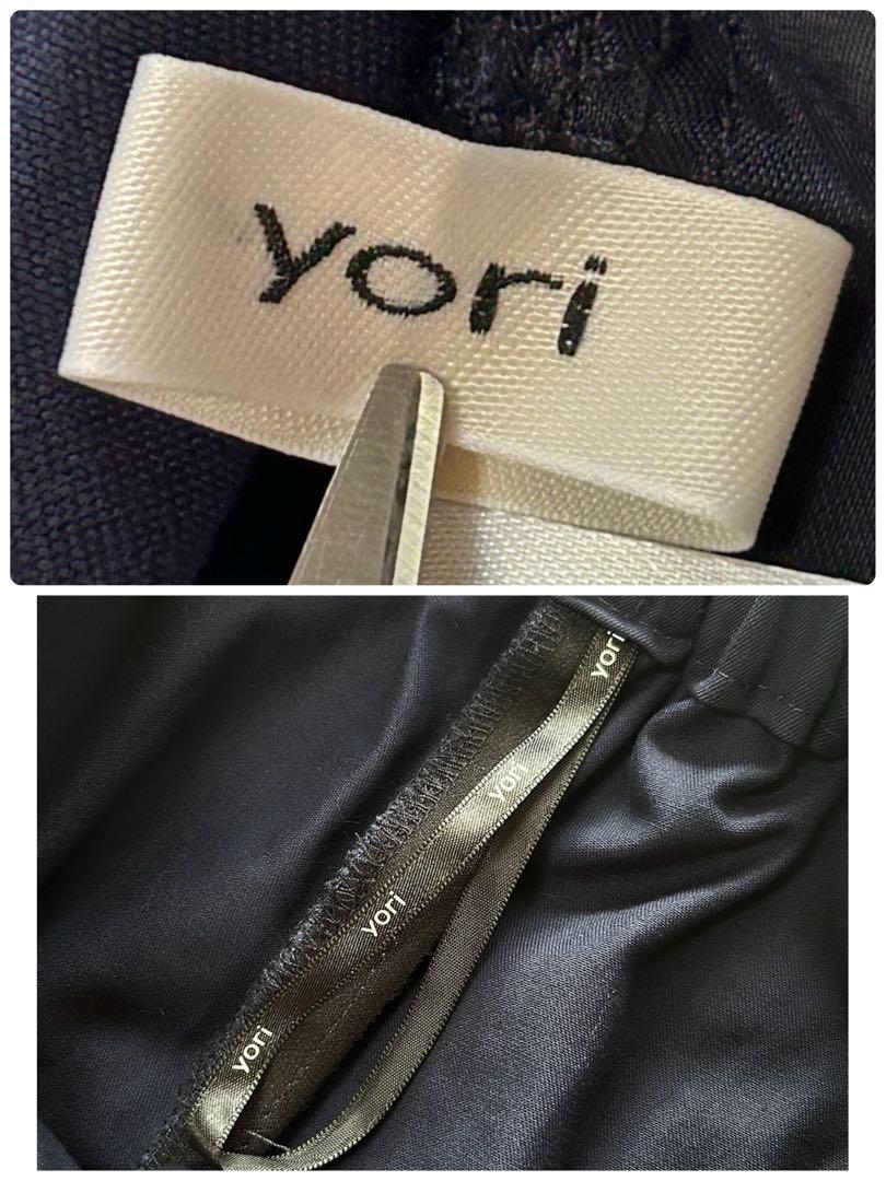 極美品　yori　ヨリ　コットンキュロットパンツ　ワイド　2タック　ネイビー　M