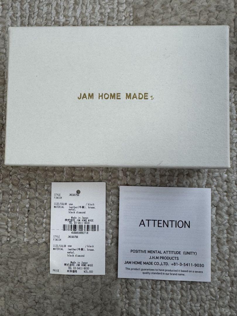 中古・美品 JAM HOME MADE ブラックレザー三つ折りコンパクト