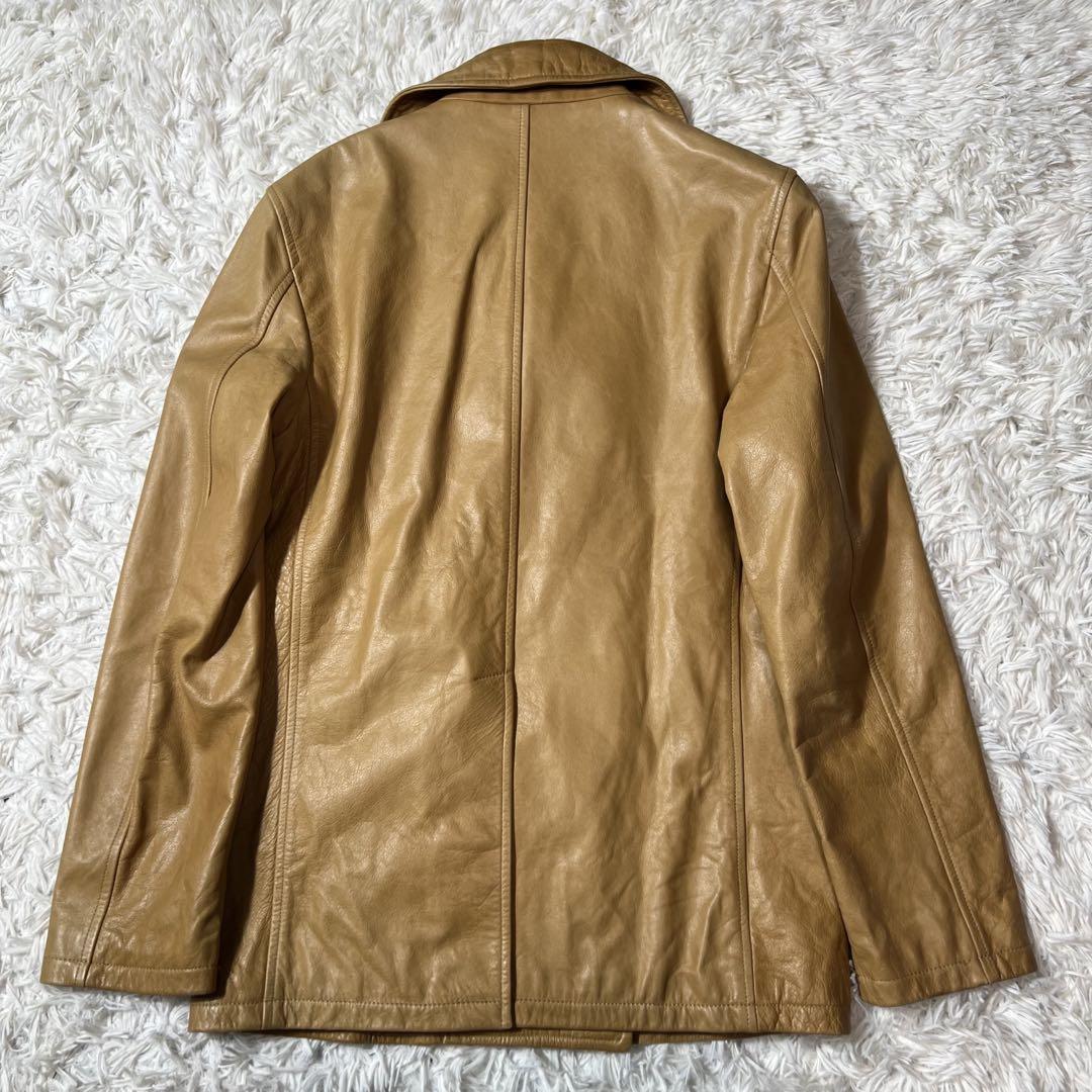 チンクアンタ　レザージャケット　ダブル　Pコート　カウレザー　キャメル