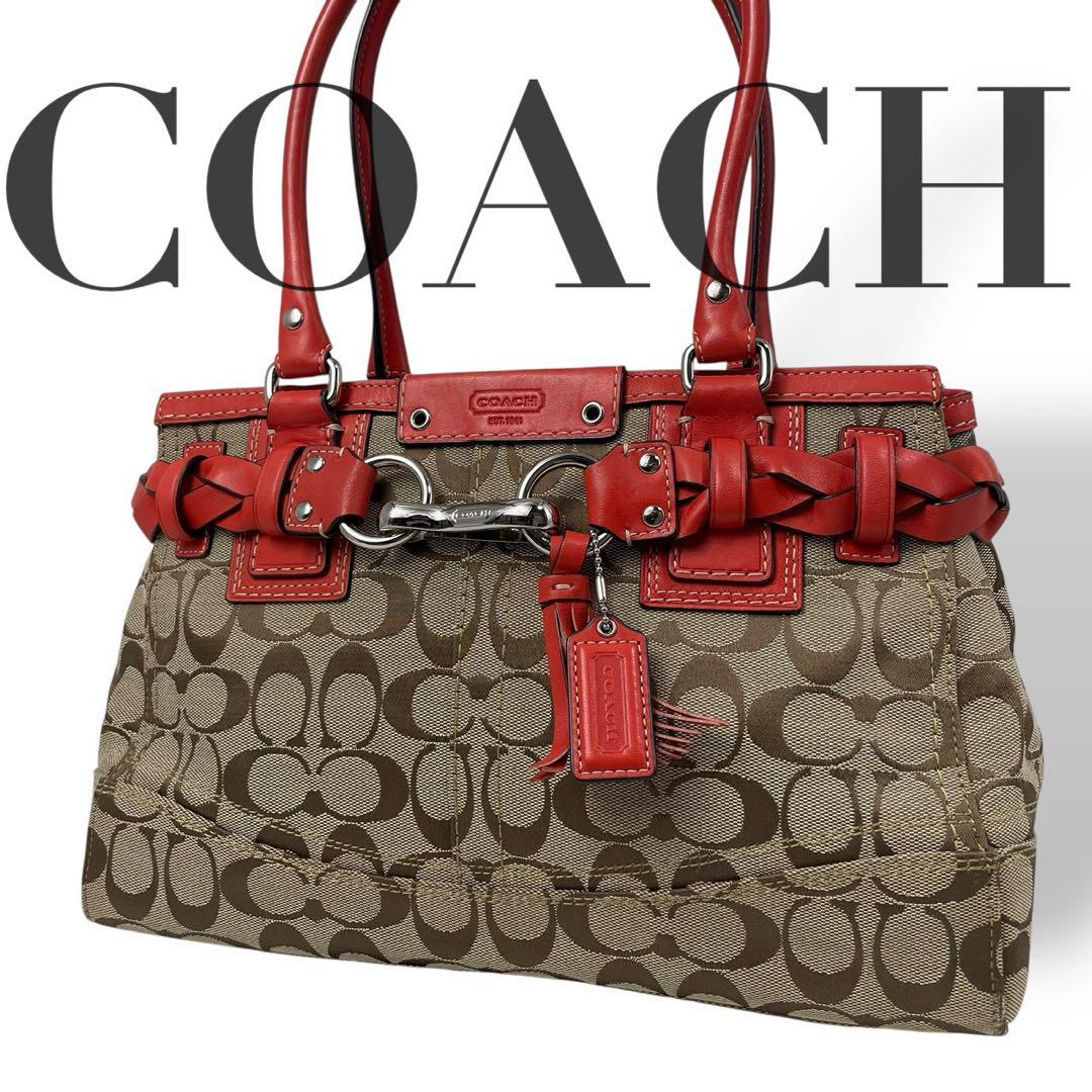 美品 4894 COACH コーチ トートバッグ キャンバス シグネチャー
