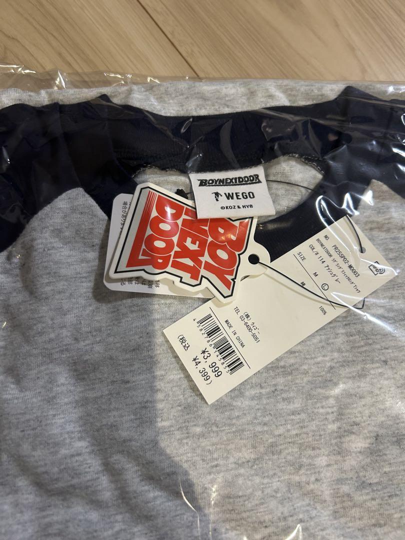 WEGO BOYNEXTDOOR ラグラングラフィックロングTシャツ グレー L