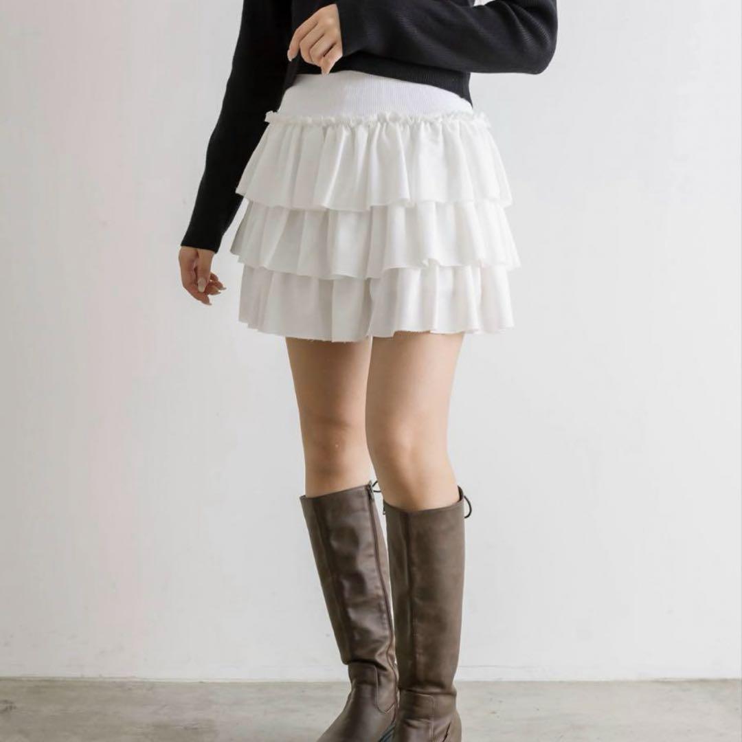 【新品】 3段フリルスウェットミニスカート　OLIVEdesOLIVE