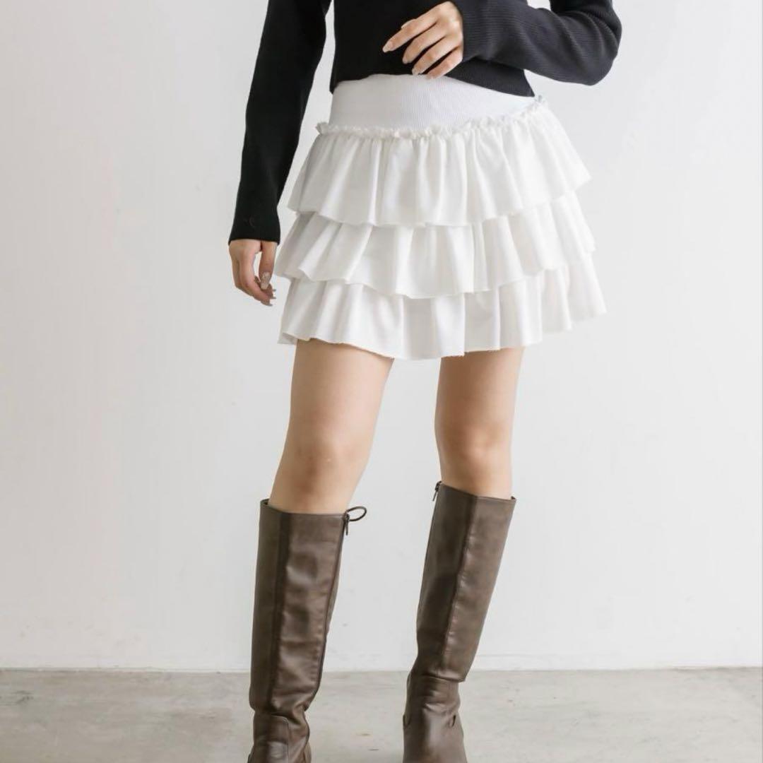 【新品】 3段フリルスウェットミニスカート　OLIVEdesOLIVE