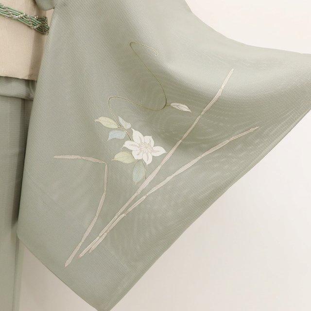 美品 夏着物 正絹 絽“美しさで涼を演出..夏花の女王クレマチス”訪問着D-59 新品 絽 クレマチス 夏着物 正絹“季節の花に涼を映して夏に
