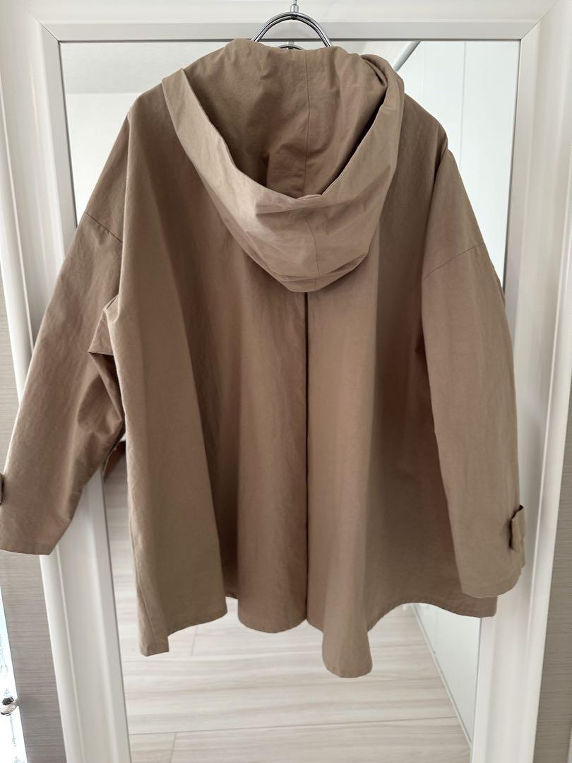 【美品】evam evaコットンフード付きショートコート size2 ベージュ