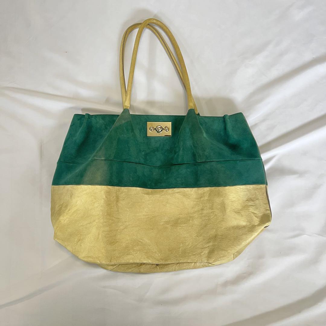 90~00’s Chloe オールドクロエ レザー切り返し 大判トートバッグ