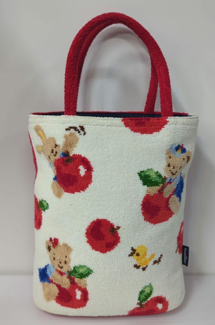 ファミリア りんご　シェニール織り トートバッグ　刺繍 ファッションファッション - familiar シェニール ファミリア 美