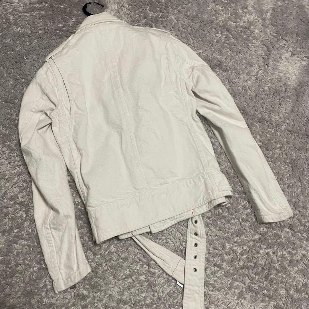 品 ホワイト デニムドゥロワー コットンダブルライダース サイズ38M Drawer FORTGASGNV_COM_BR