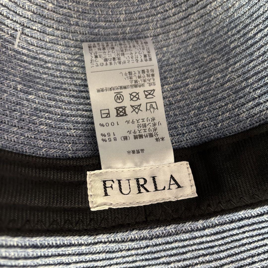【新品】FURLA フルラ/広つば麦わら帽子 洗える UV対策