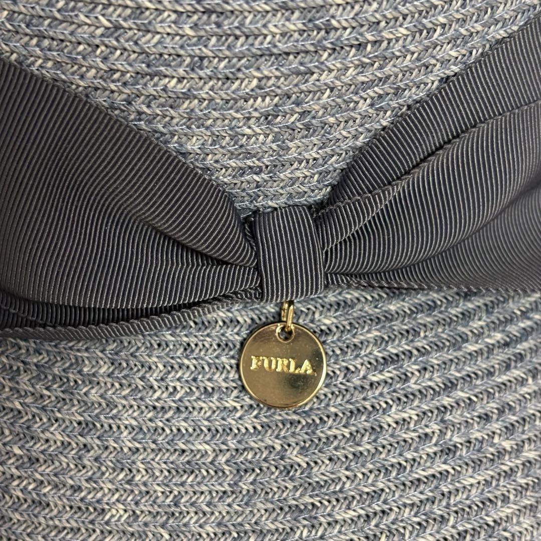 【新品】FURLA フルラ/広つば麦わら帽子 洗える UV対策