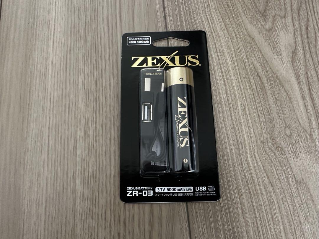 【未使用品】 ゼクサス ZEXUS 専用 充電池 バッテリー 大容量 5000mAh USB TYPE-C ZR-03 計2点セット[B121I367] ZEXUS専用充電池 ZR-03 公式限定ステッカー（小サイズ）付