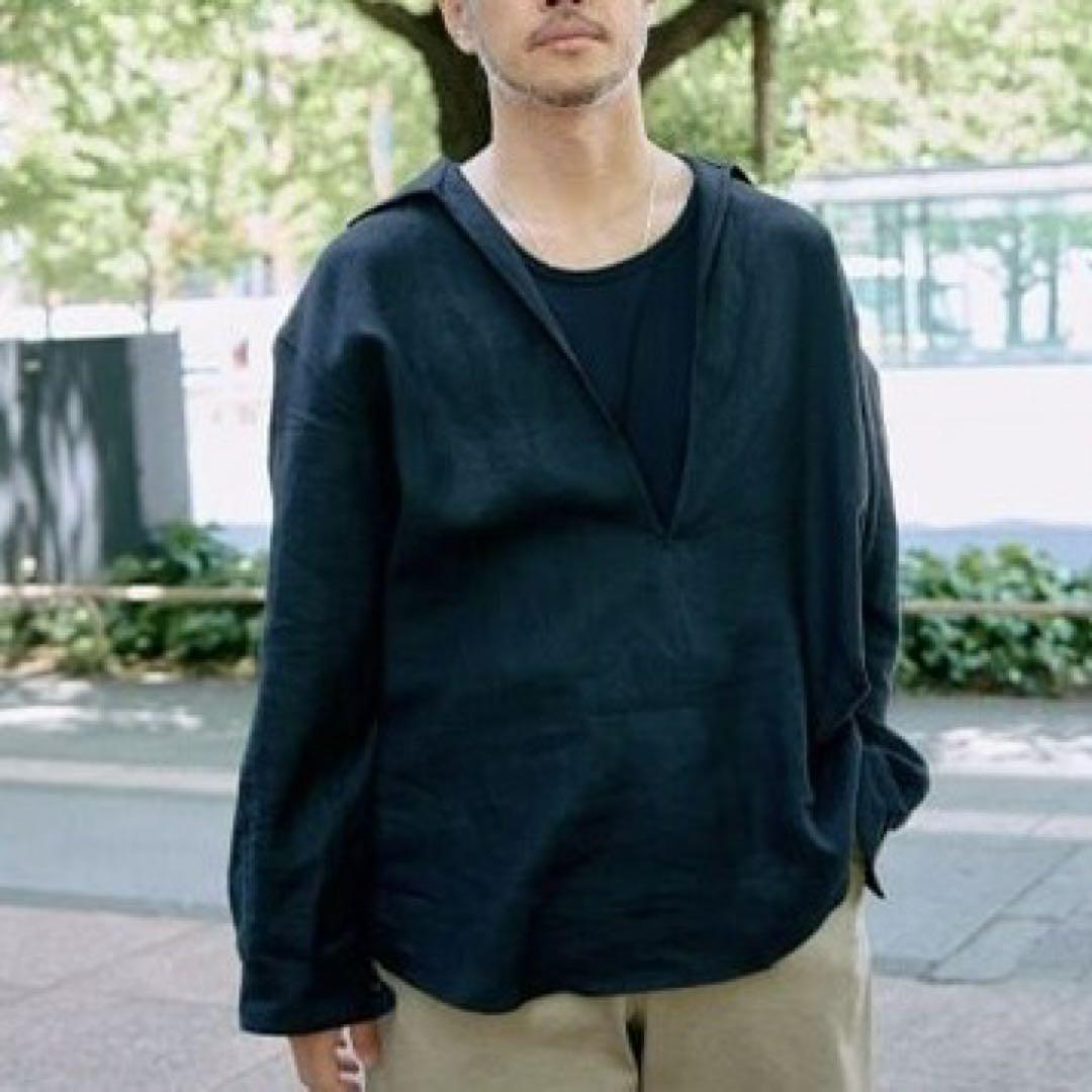未使用級 エディフィスラブークル 23SS スキッパーシャツ リネン 黒 M