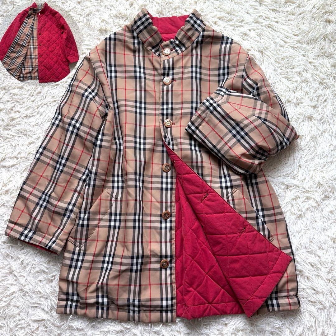 美品 バーバリー リバーシブル キルティングジャケット 金ボタン ノバチェック