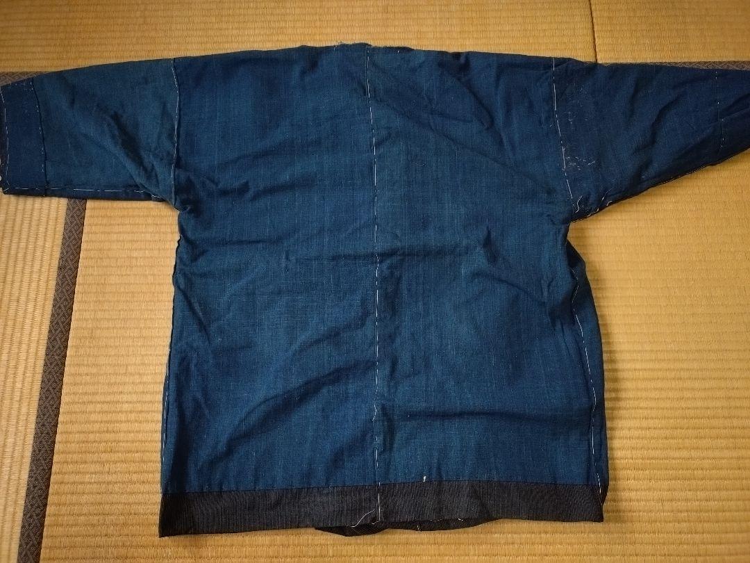 アンティーク古布味わいのある野良着２点まとめて藍染め縞木綿ボロ襤褸①