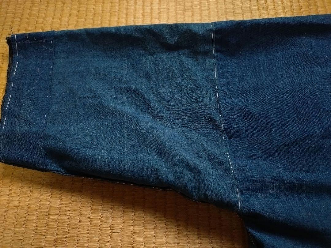 アンティーク古布味わいのある野良着２点まとめて藍染め縞木綿ボロ襤褸①