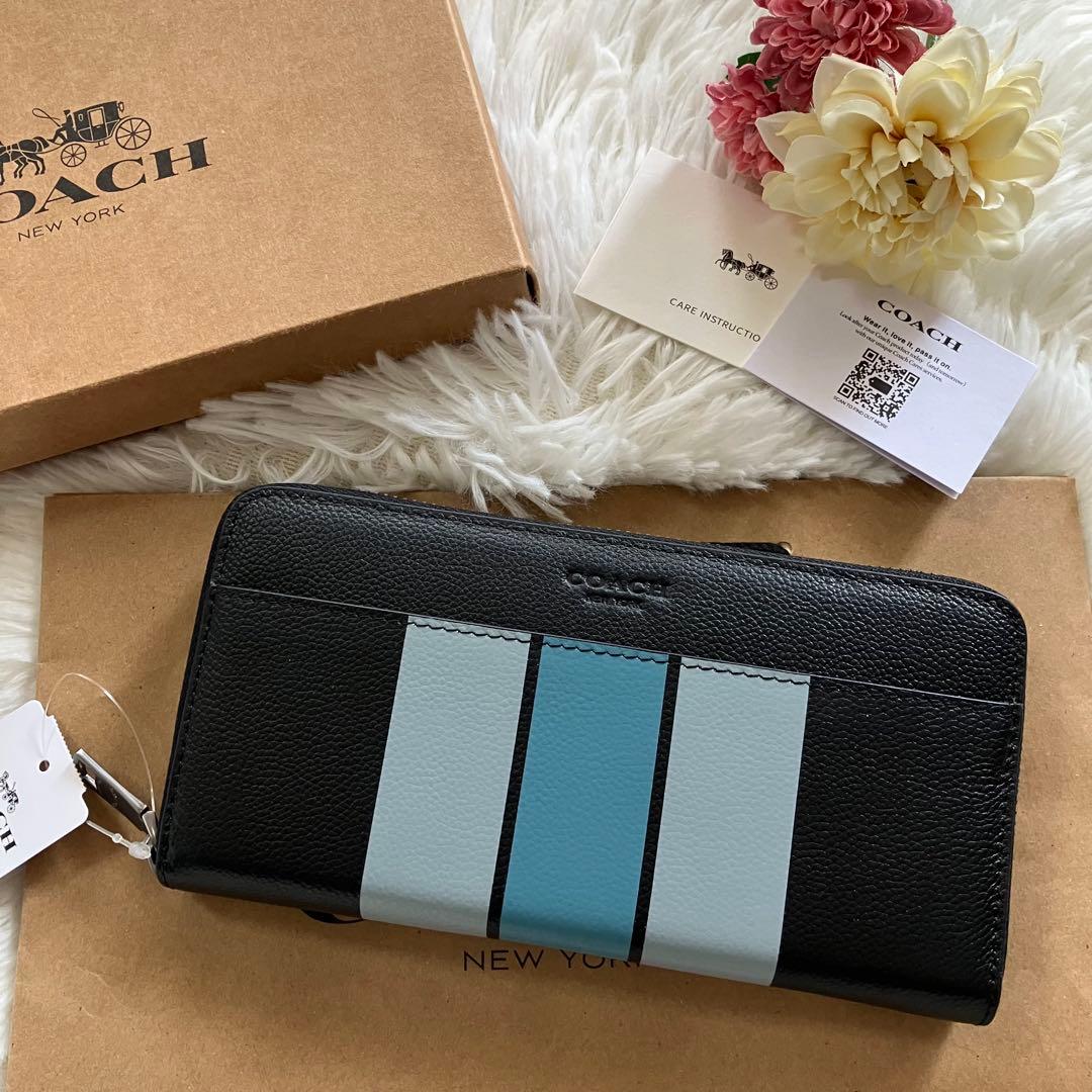 コーチ COACH 長財布 メンズ ヴァーシティー レザー ブラック アウトレッ