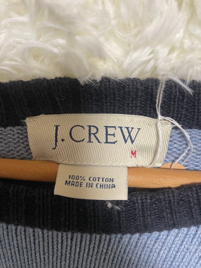 90s 00s J.CREW コットンニット ラグラン 青 ネイビー 切り替えM・J.Crew MEDICALDB_JP