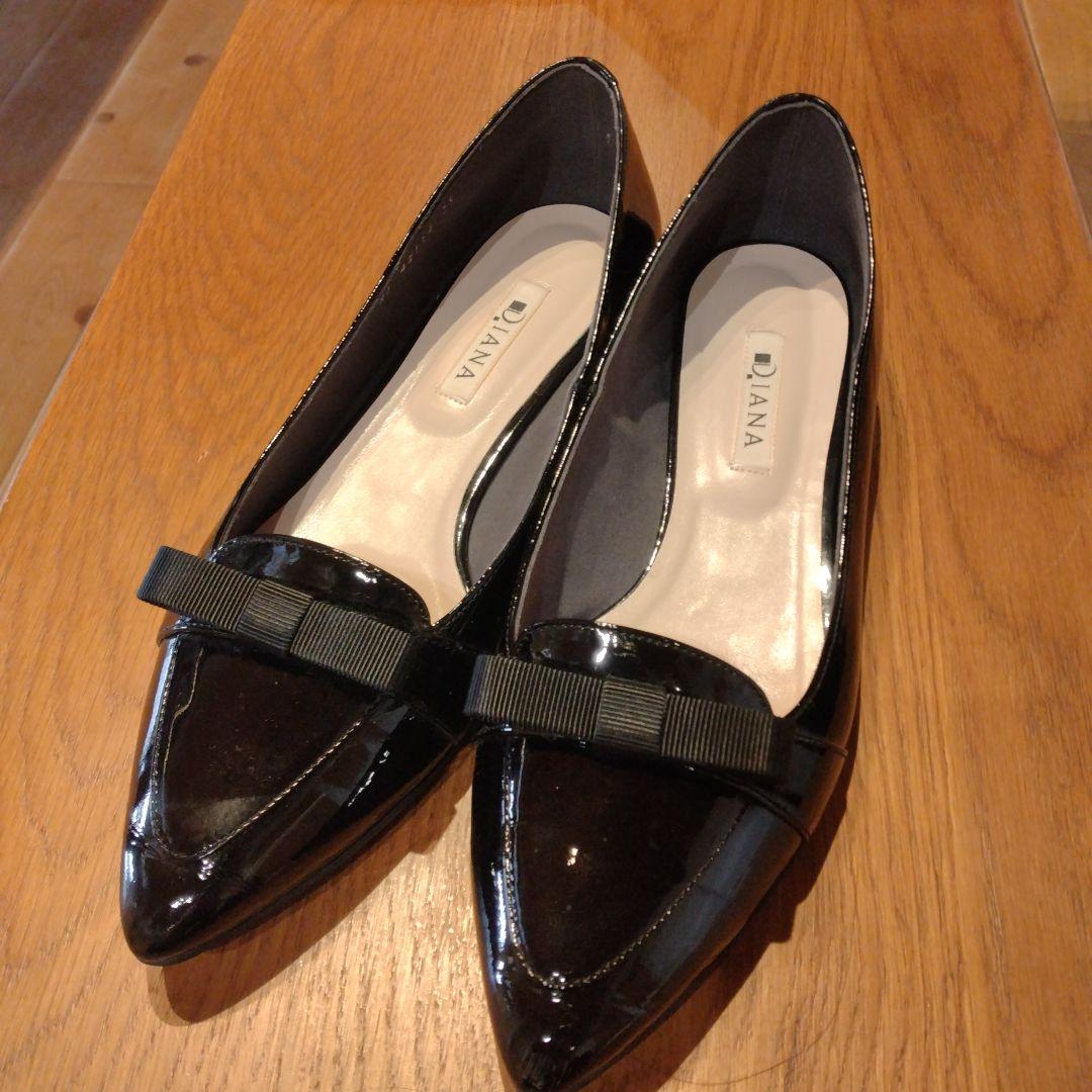ダイアナパンプス　 エナメルローファー　25センチ　リボン