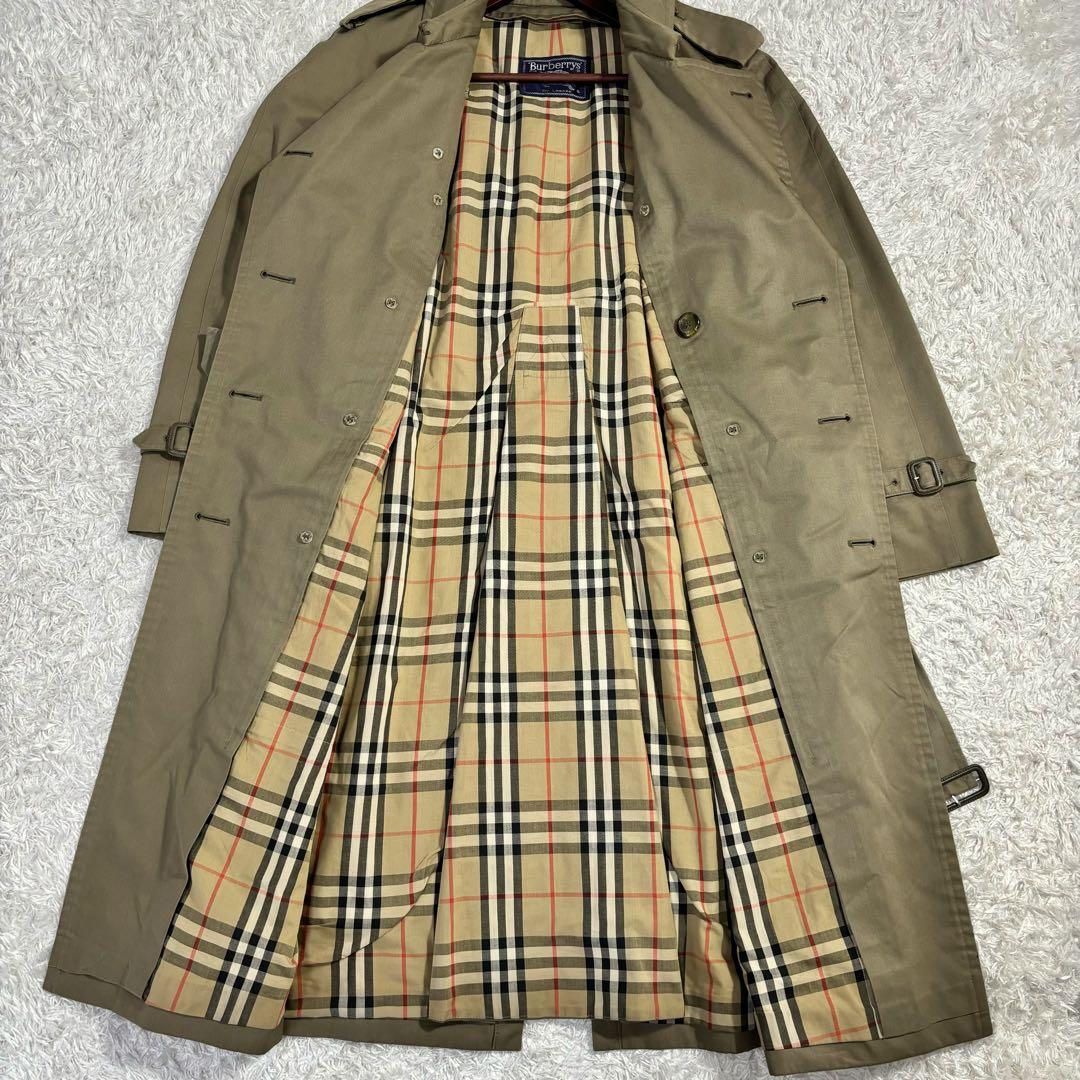 美品 バーバリー トレンチコート ノバチェック カーキ L