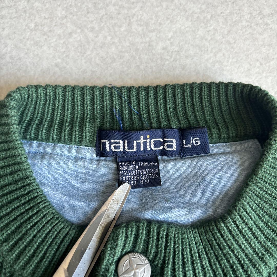 人気商品の入荷速報 入荷Now 古着)90s nautica ヘンリーネックコットンニット 無地セーター トップス