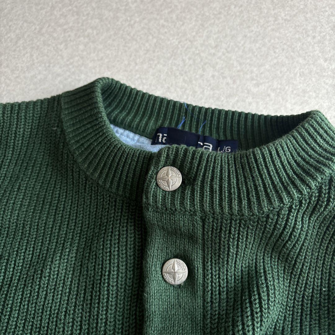 古着)90s nautica ヘンリーネックコットンニット 無地セーター