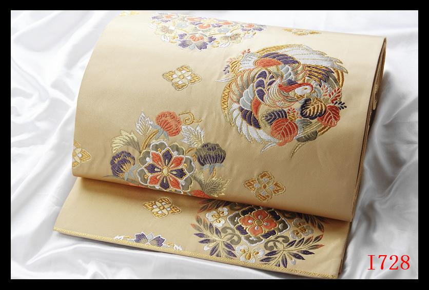 エ254】西陣逸品 振袖可 立涌花鳥文 清雅な華やぎ 六通純金糸