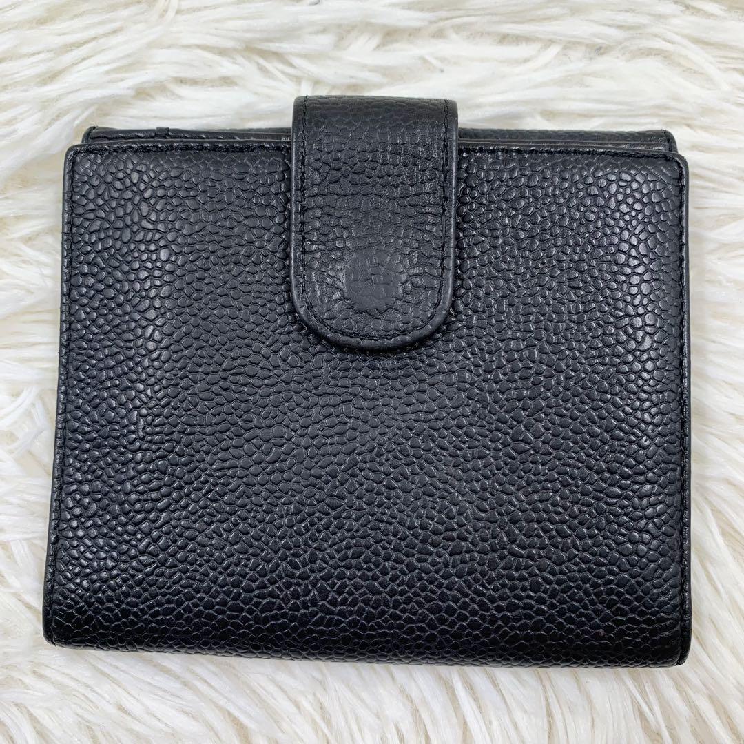 【✨美品✨】シャネル キャビアスキン 二つ折り財布 ブラック
