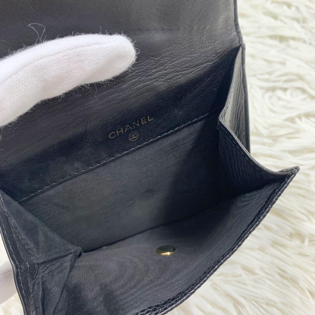 【✨美品✨】シャネル キャビアスキン 二つ折り財布 ブラック