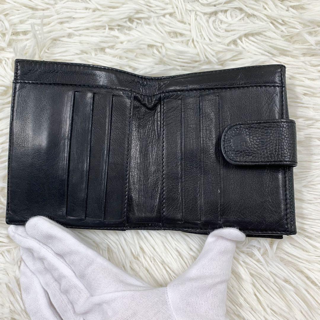 【✨美品✨】シャネル キャビアスキン 二つ折り財布 ブラック