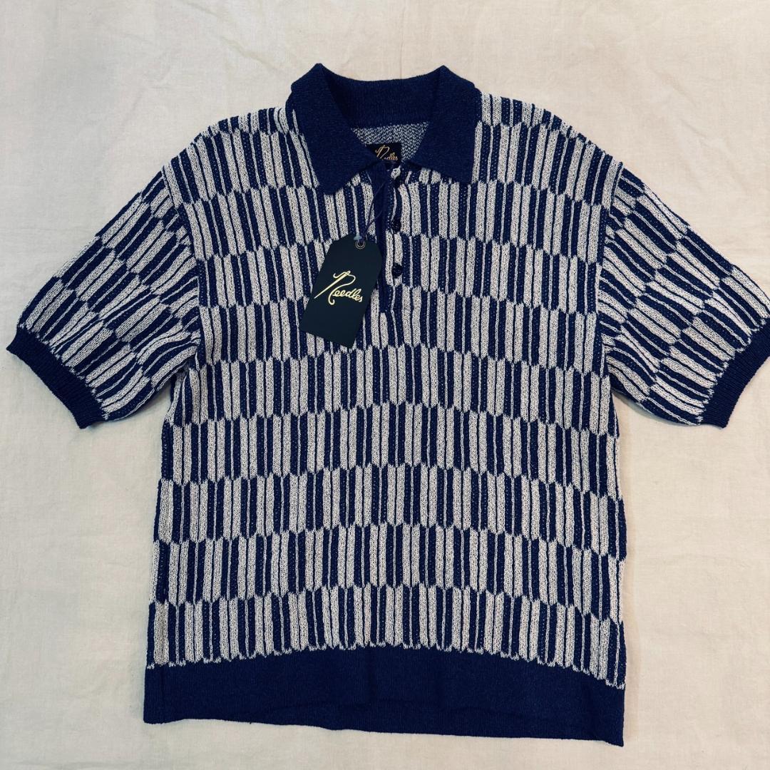 Bott 24ss ポロシャツ Mサイズ 美品 25SS】WOMEN ルーズフィットボーダーピケポロシャツ ネイビー