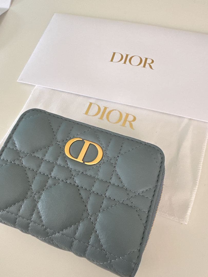 Dior 二つ折り財布 グレー レザー