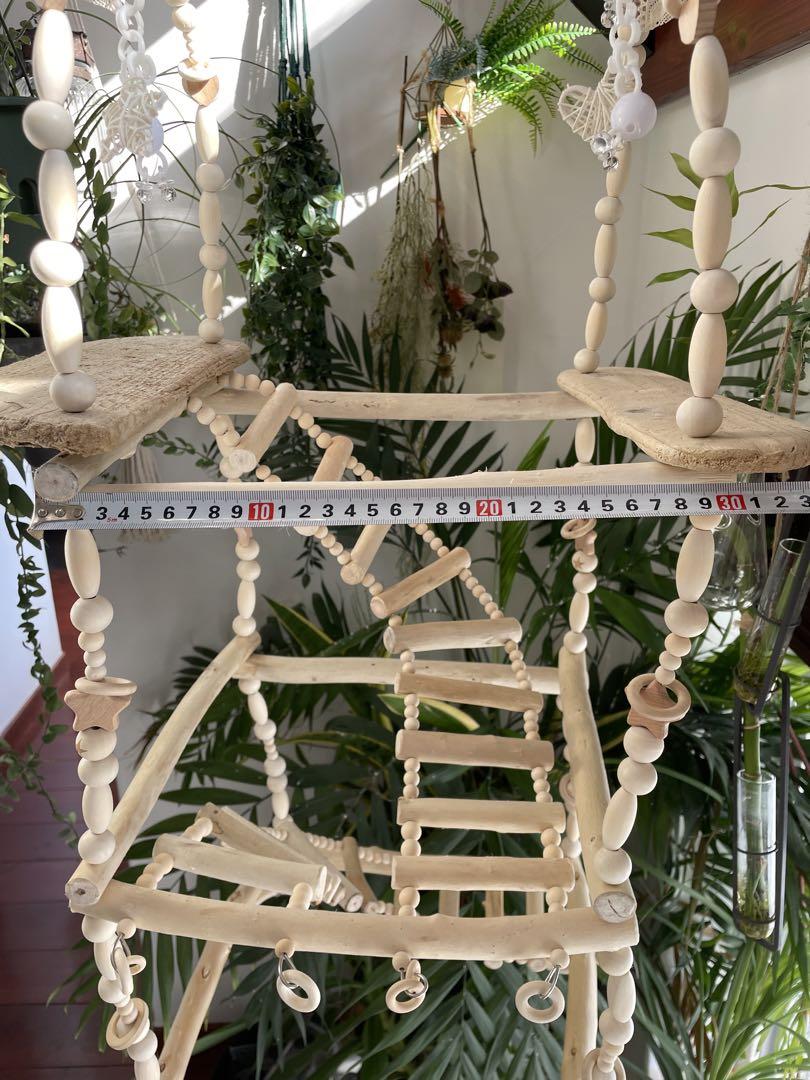 バードアスレチック　バードジム　流木螺旋ハシゴオモチャ付き♡全長約95 cm