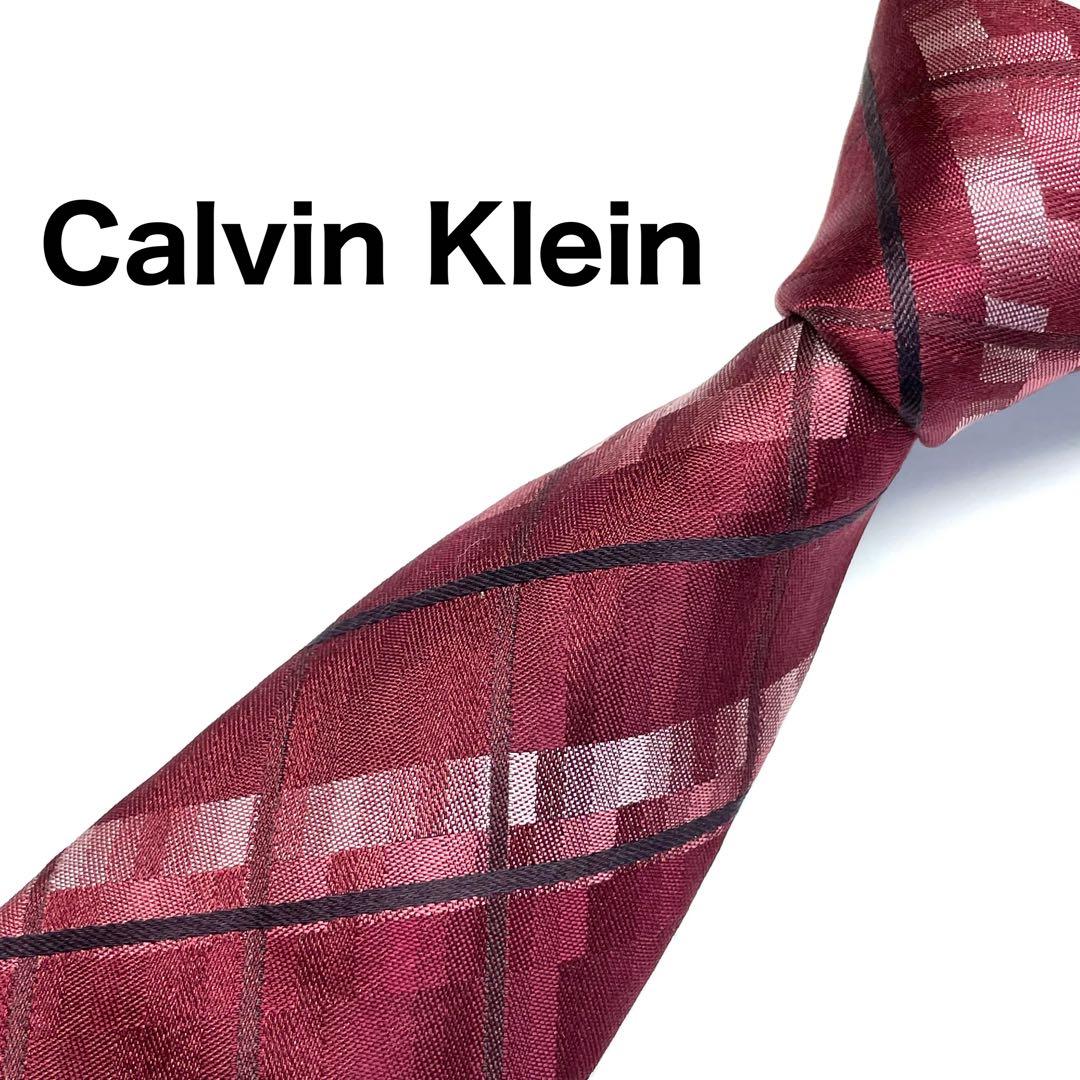 【未使用に近い✨】カルバンクライン ネクタイ レッド チェック 高級シルク