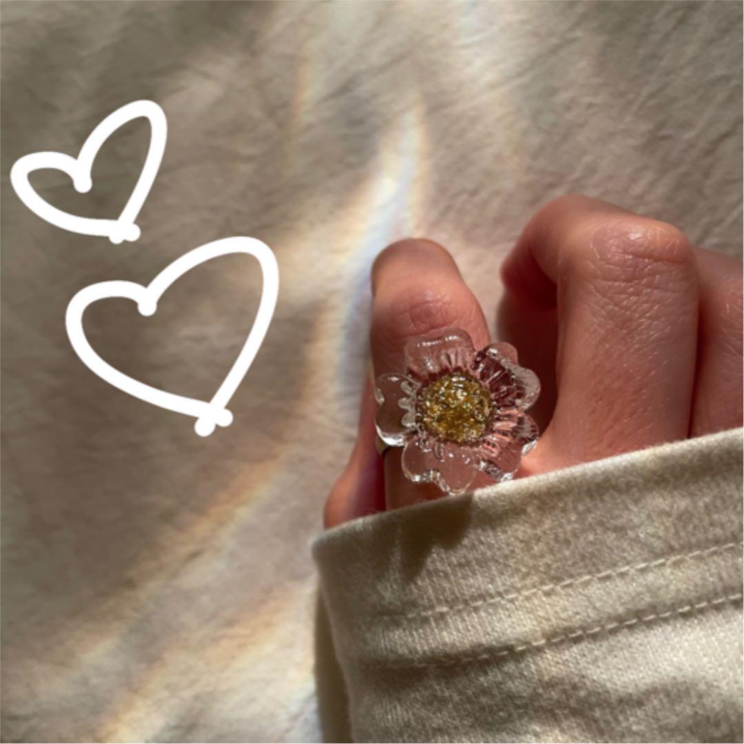 ハンドメイド リング 指輪 フラワーリング カボションリング 春リング 花リング メルカリ