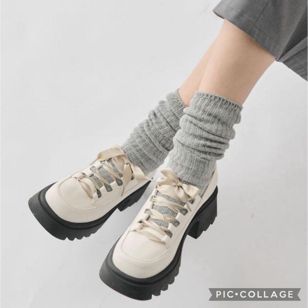 美品★イデムlace up platform loafers編み上げローファーL靴