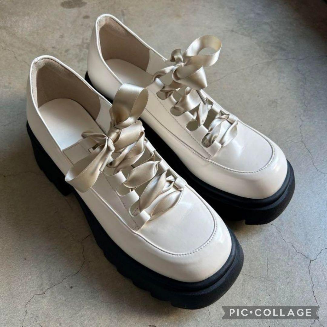 美品★イデムlace up platform loafers編み上げローファーL