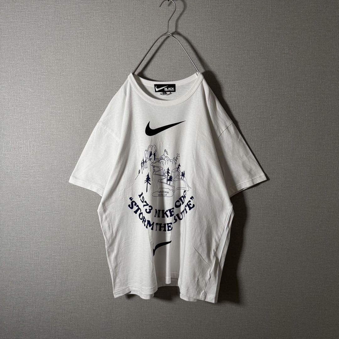 【冬バーゲン★特別送料無料！】 NIKE×CDG ナイキ L〜XL 白 ビッグロゴ Tシャツ コムデギャルソン トップス