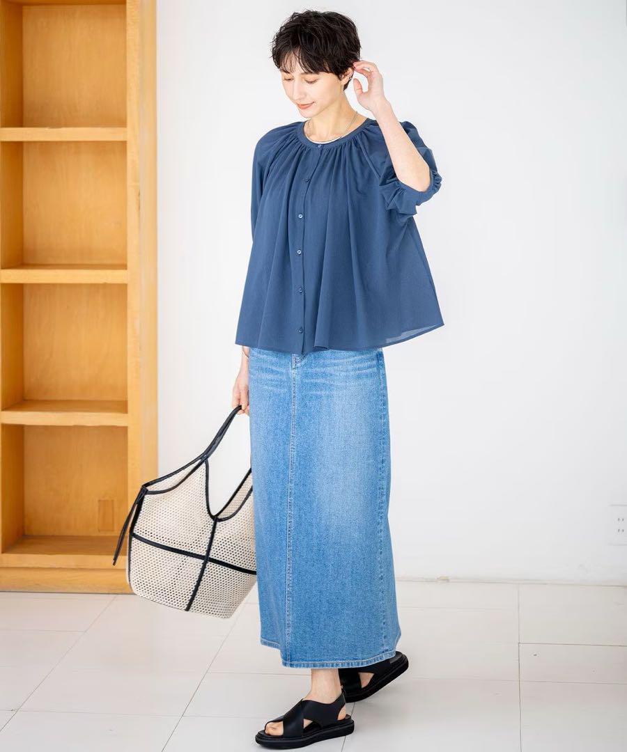 23区DENIM 大きいサイズ50ストレッチ デニムロングスカート3L 4L