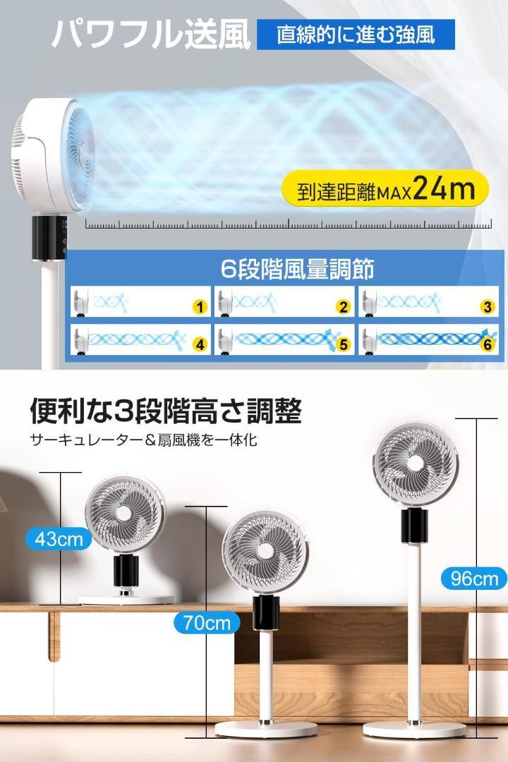 サーキュレーター dcモーター 360度首振り　AIスマート風量調整　扇風機 極美品】サーキュレーター dcモーター 360度首振り AIスマート