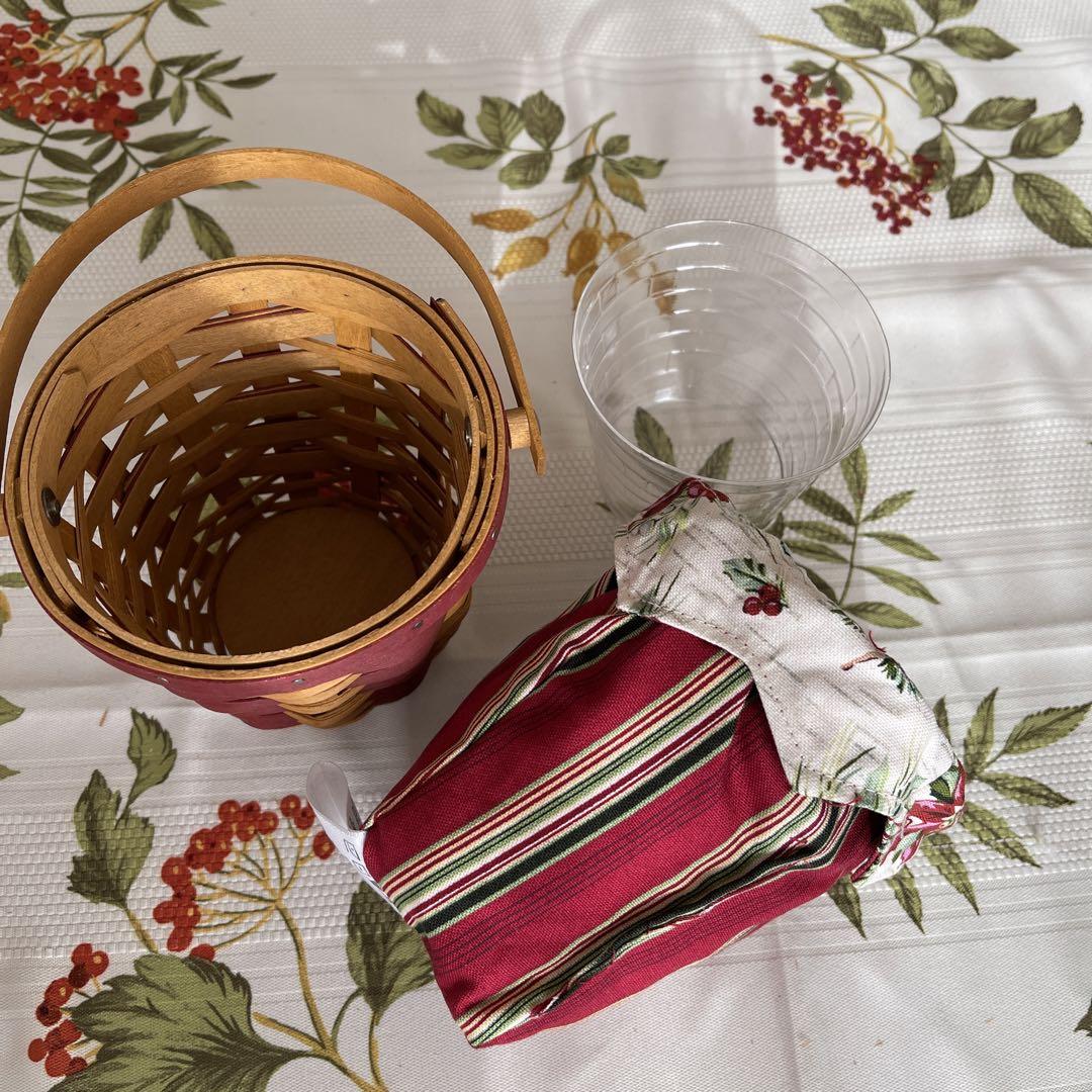 Longaberger ロンガバーガー  バスケット＆陶器セット、 ビンテージ ハンドメイド ロンガバーガー バスケット Vintage