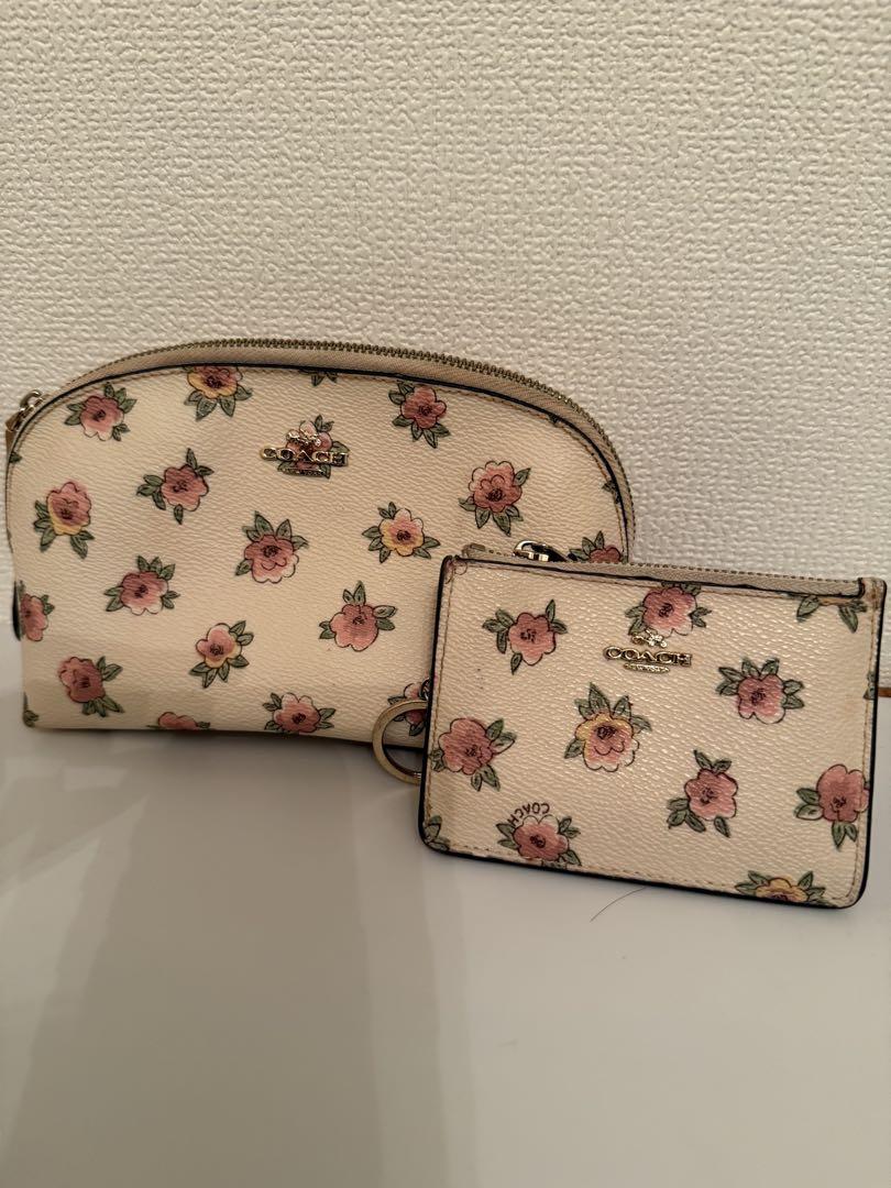 COACH フラワープリント ポーチとカードケースセット