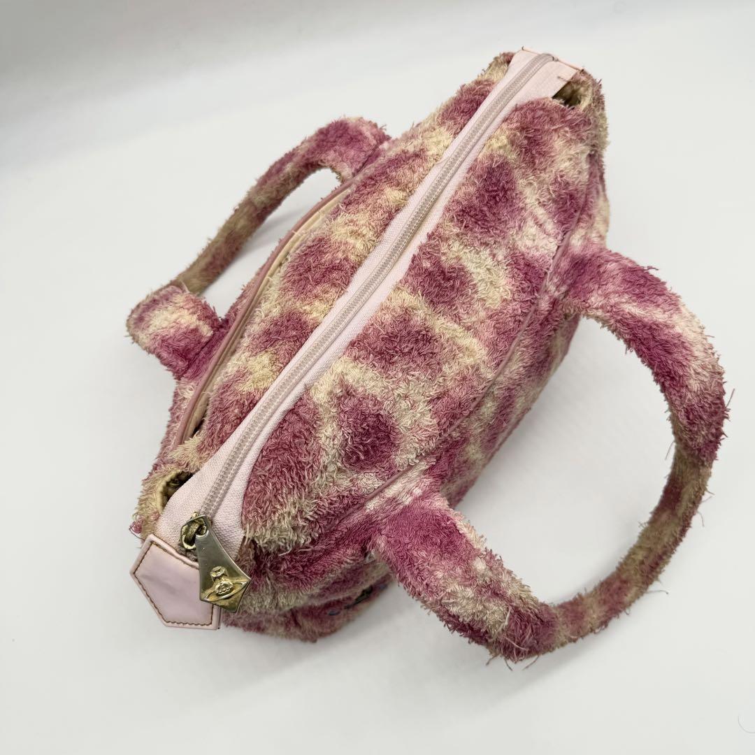 美品✨】ヴィヴィアン レオパード パイル ハンドバッグ ピンク
