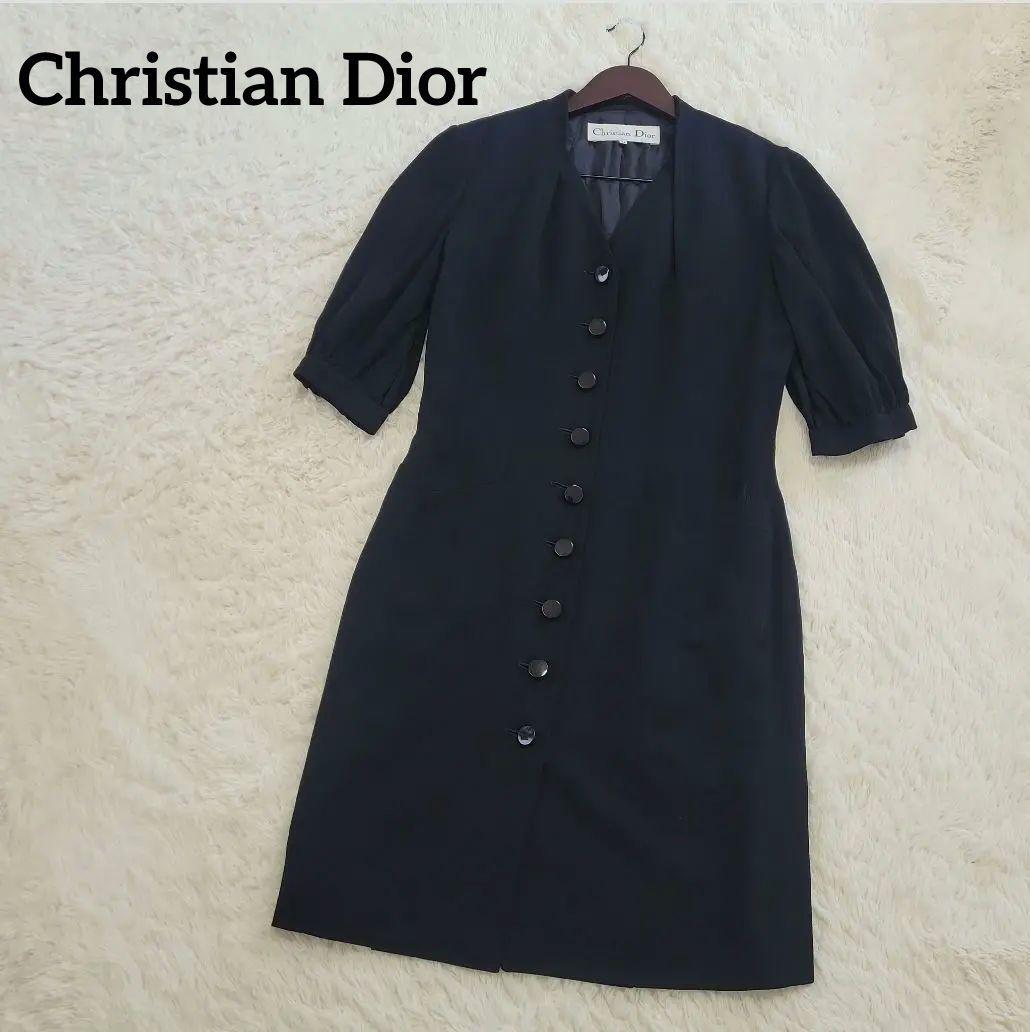 クリスチャン ディオール ワンピース フォーマル 長袖 ブラック ウール 11号